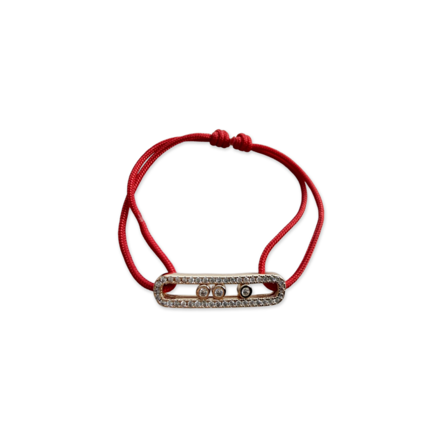 MESSIKA MESSIKA CARE(S) RED CORD PAVÉ BRACELET PINK GOLD